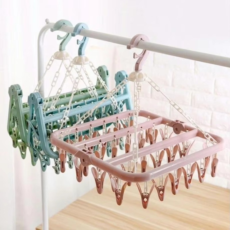Baby Clothing Hanging Rack - 1 Stuks 32 Clips Opvouwbare Kledinghanger